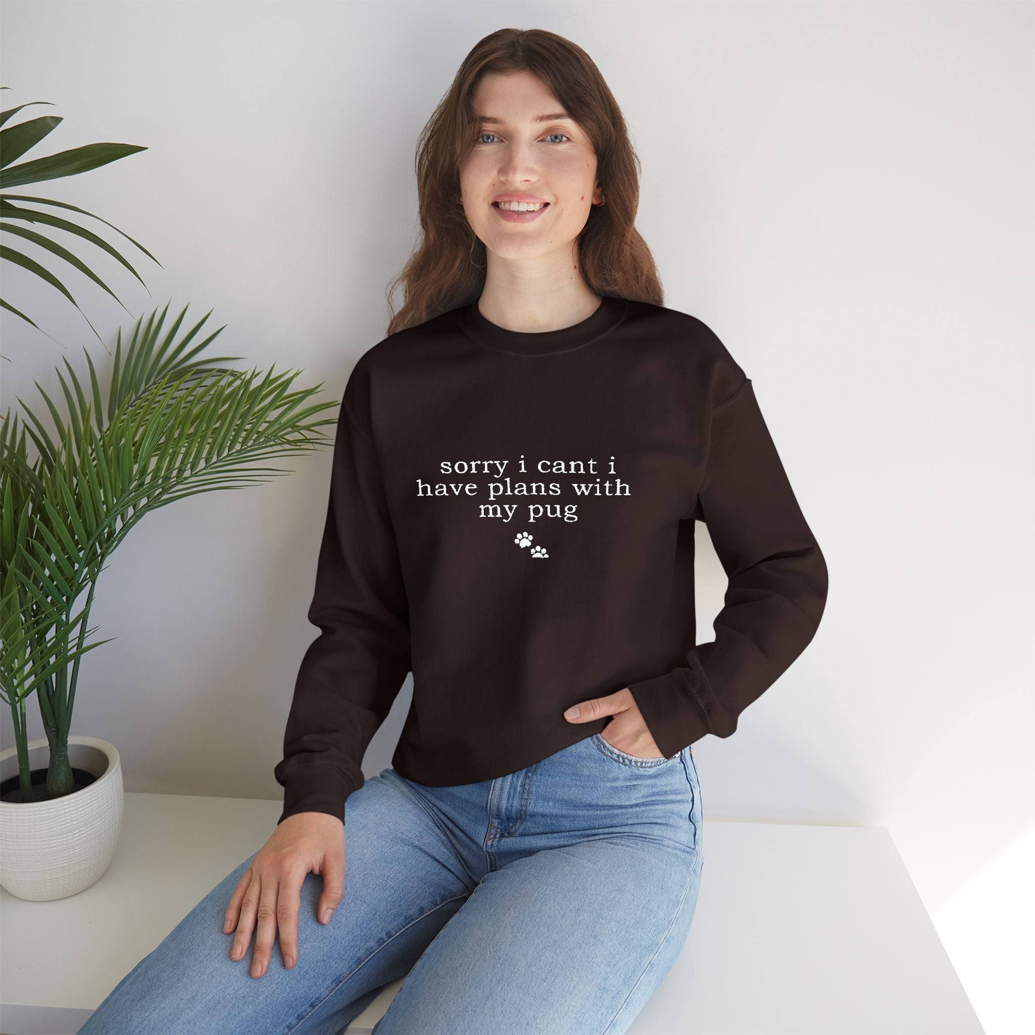 Minimal White Crewneck Sweatshirt — Subtle Script Embroidery, Cozy Everyday Pullover