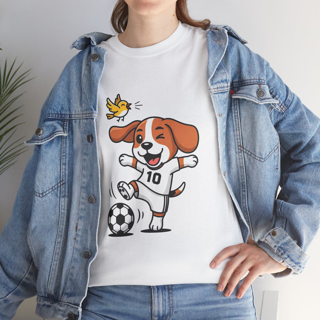 Kids' Soccer Dog T‑Shirt — Cute Puppy Kicking Ball (Number 10)