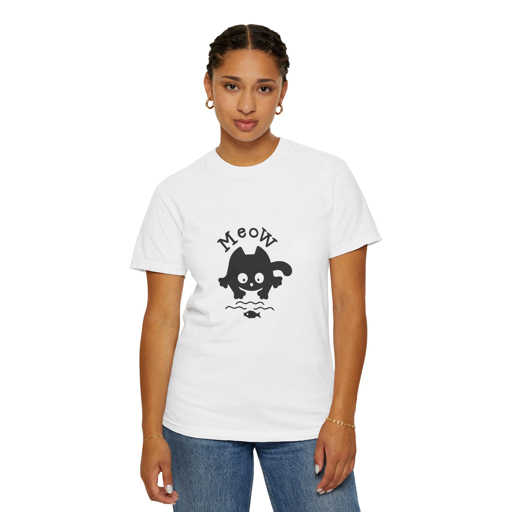 Meow Retro Cat Tee — Playful "Meow" Graphic T-Shirt