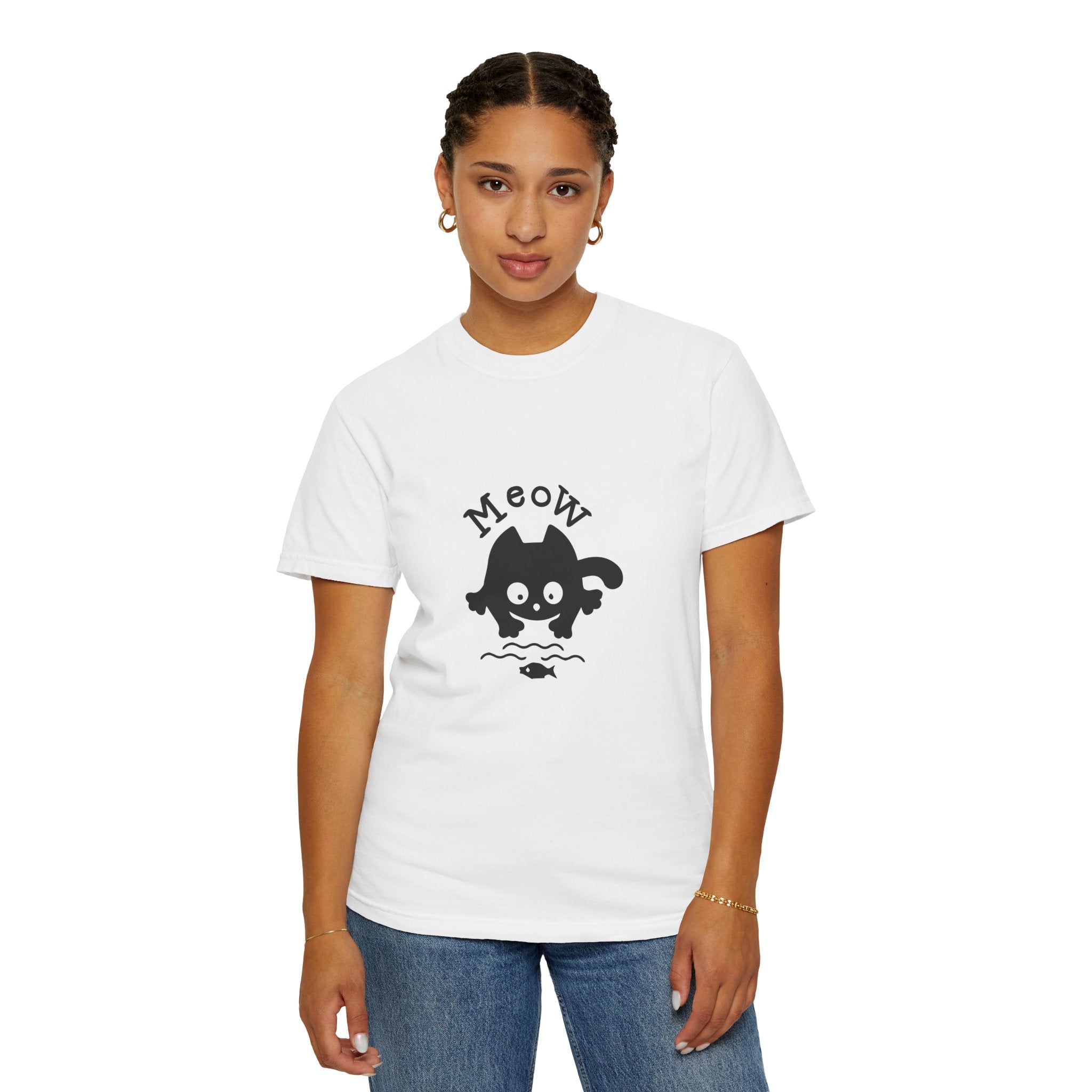 Meow Retro Cat Tee — Playful "Meow" Graphic T-Shirt