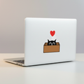 Cute Black Cat in Box Kiss-Cut Sticker — Heart Laptop Decal