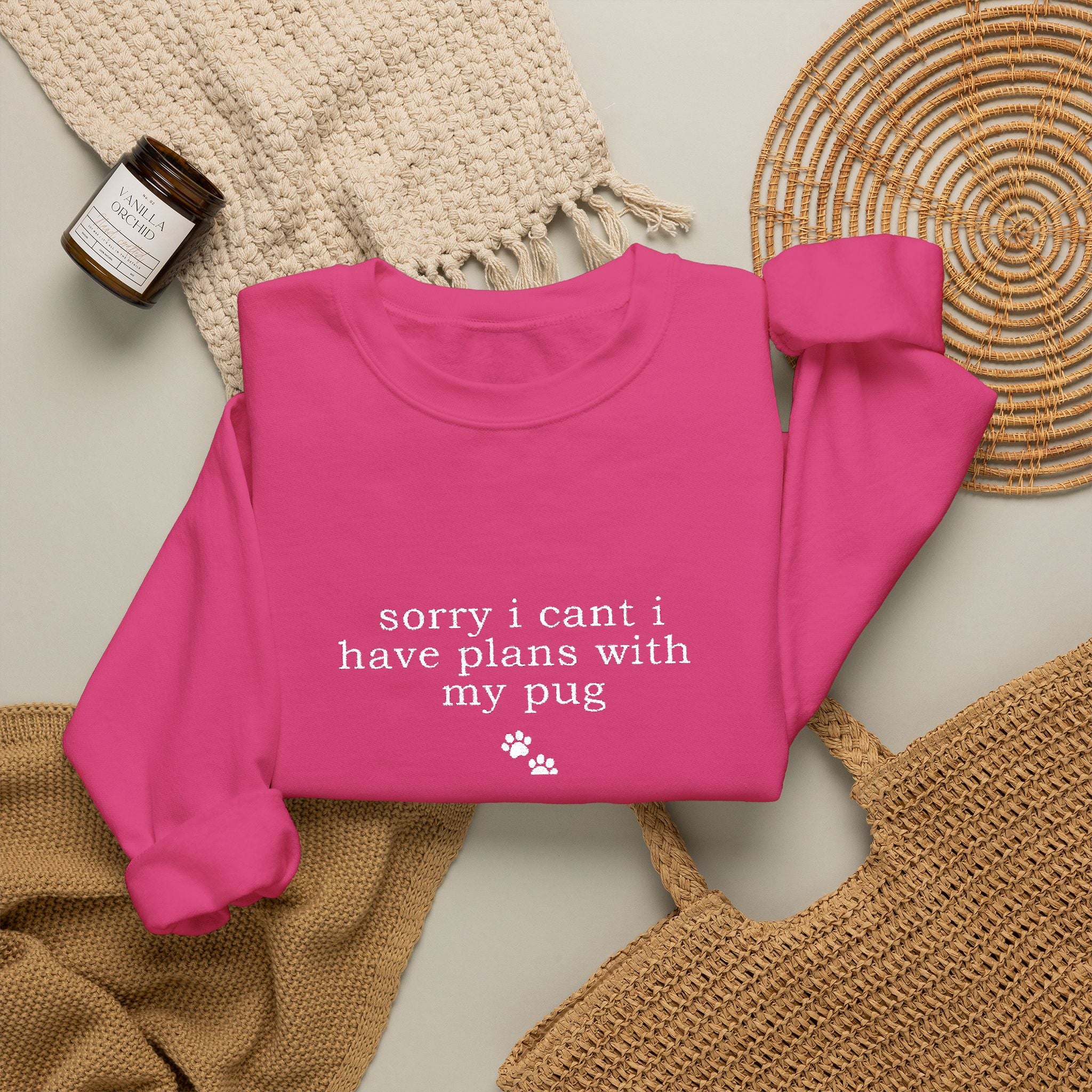 Minimal White Crewneck Sweatshirt — Subtle Script Embroidery, Cozy Everyday Pullover