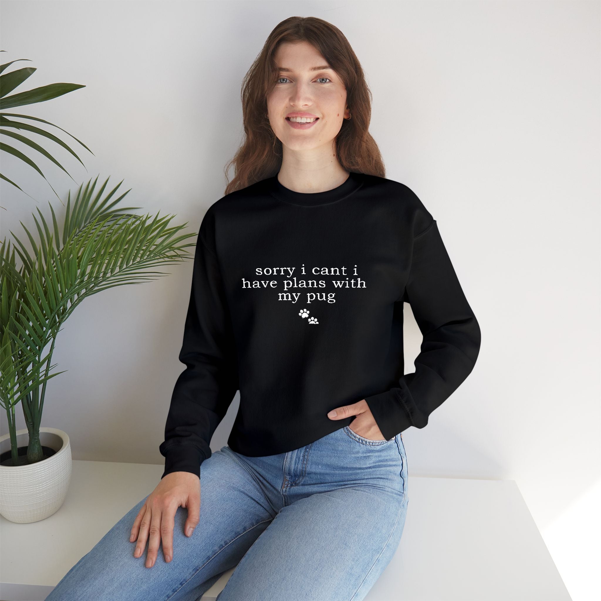 Minimal White Crewneck Sweatshirt — Subtle Script Embroidery, Cozy Everyday Pullover