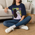 T-Shirt — Pop Art Girl with Fluffy Dog Graphic Tee