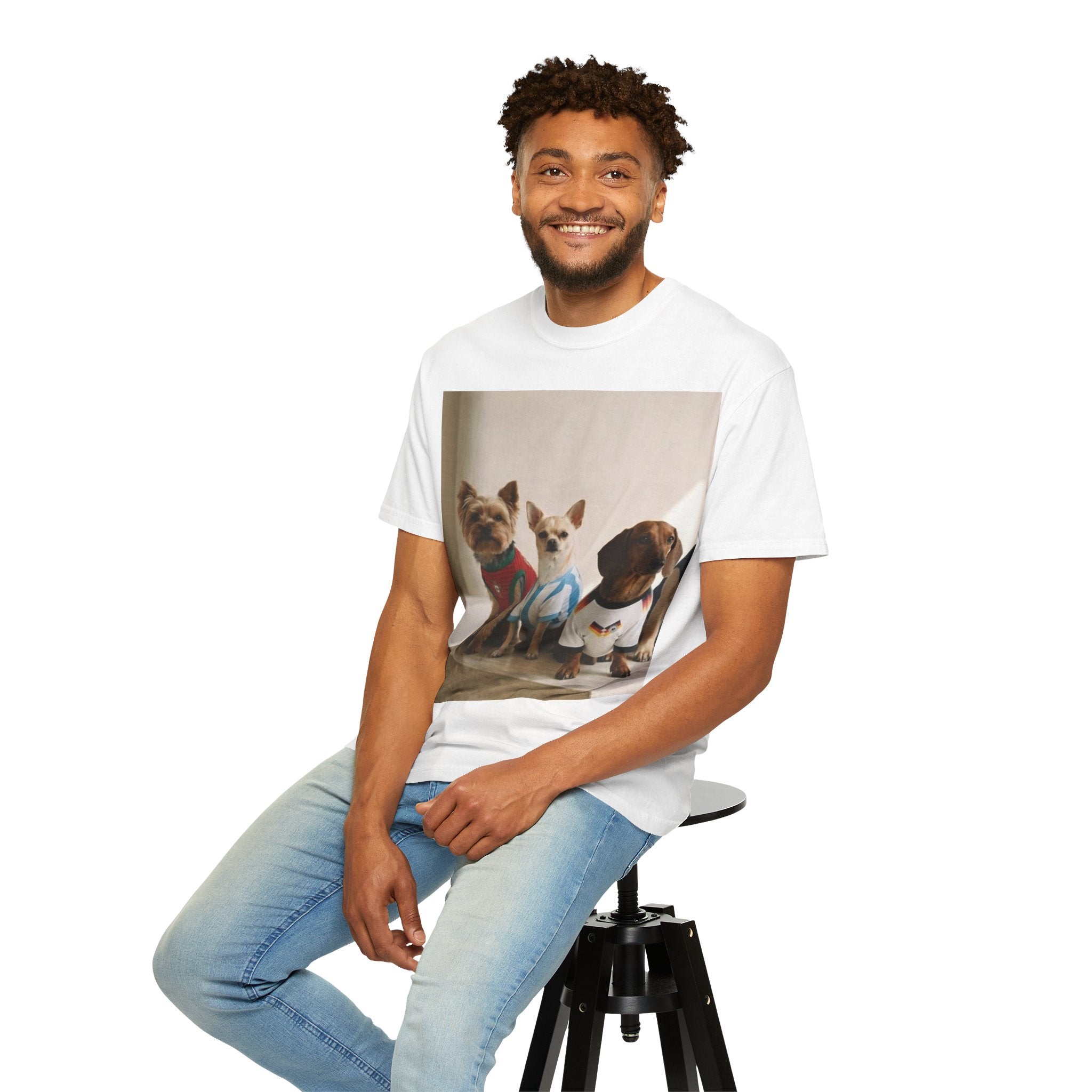 Dog Squad Photo T-Shirt — Cute Puppies in Jerseys Graphic Tee