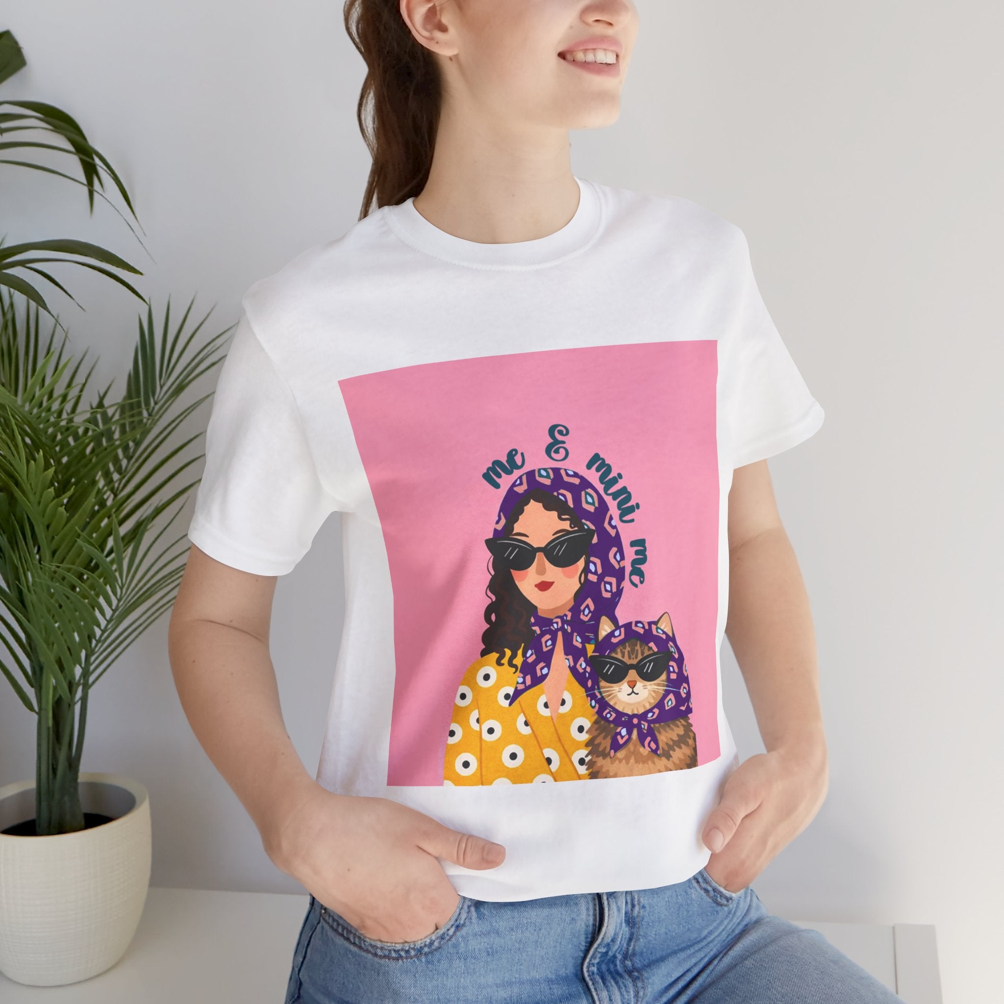 Me & My Cat Graphic Tee — Matching Floral Headscarf Shirt