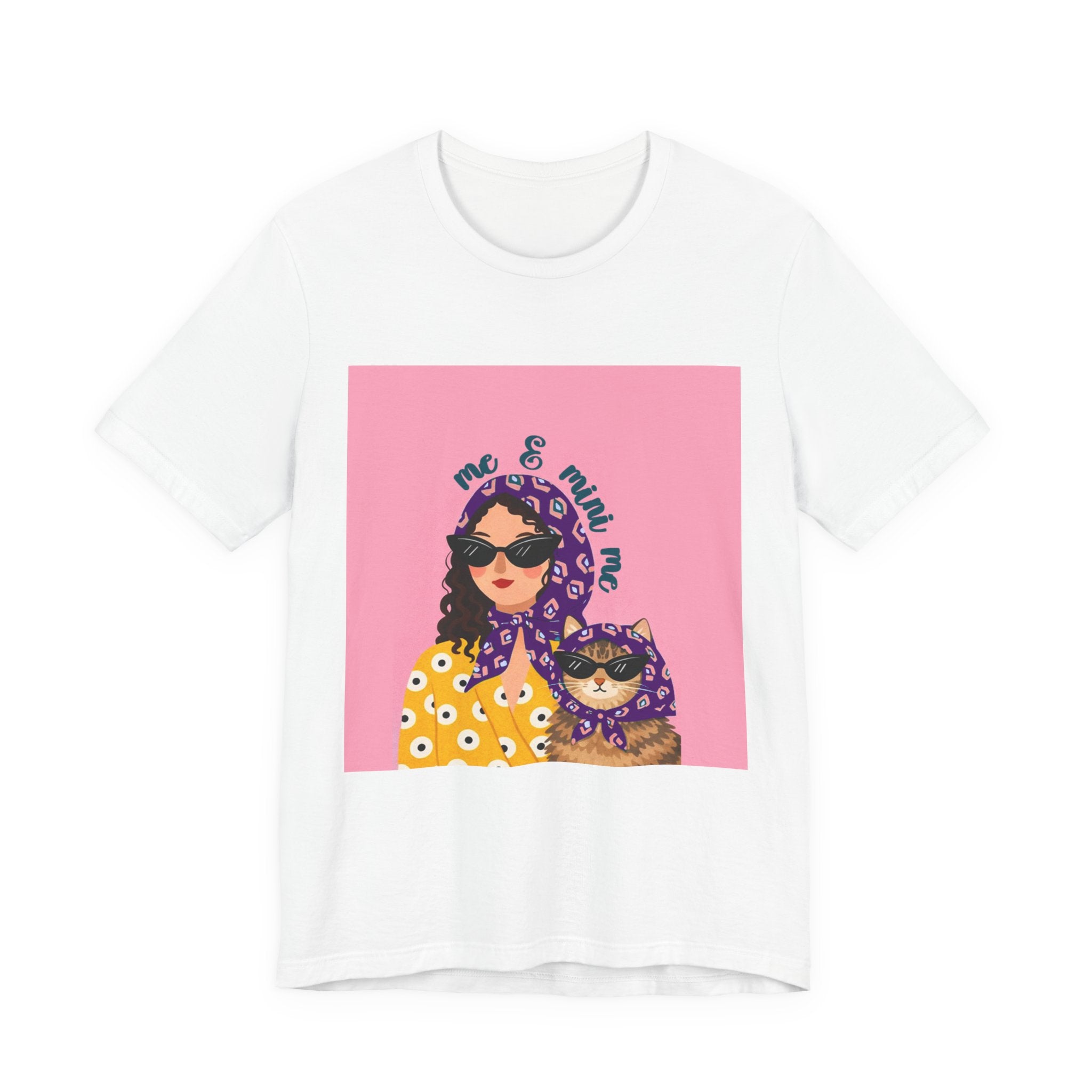 Me & My Cat Graphic Tee — Matching Floral Headscarf Shirt