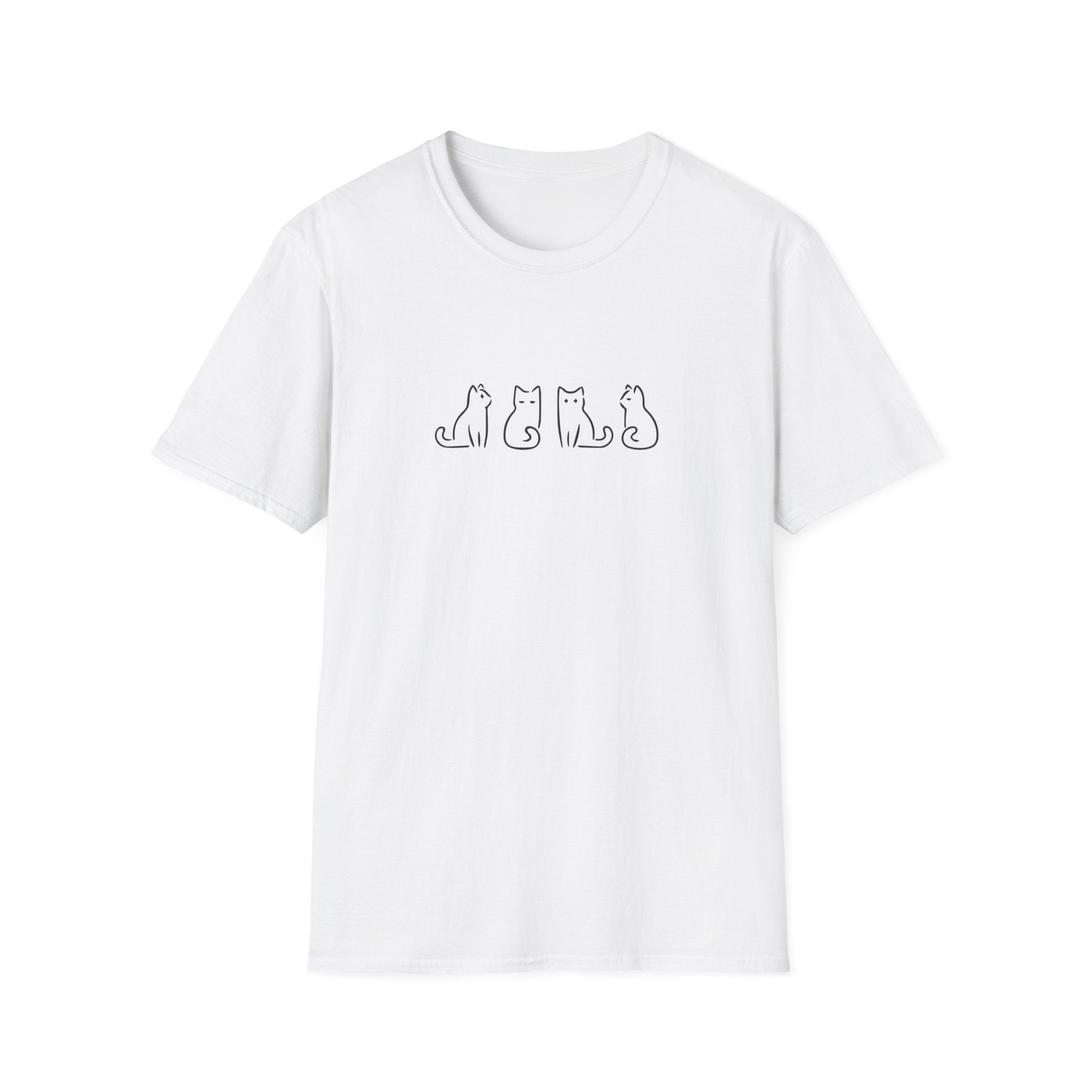 Minimal Cat Lineup T-Shirt — Cute Cat Silhouette Tee for Cat Lovers