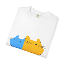 Cat Split Face T-Shirt — Cute Blue & Yellow Cat Graphic Tee