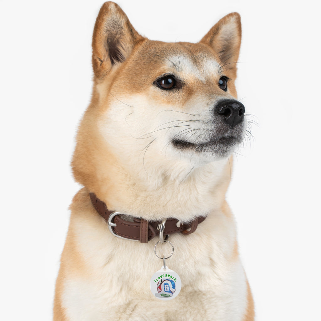 Pet Tag — I Love Brazil Soccer Ball Dog ID Tag