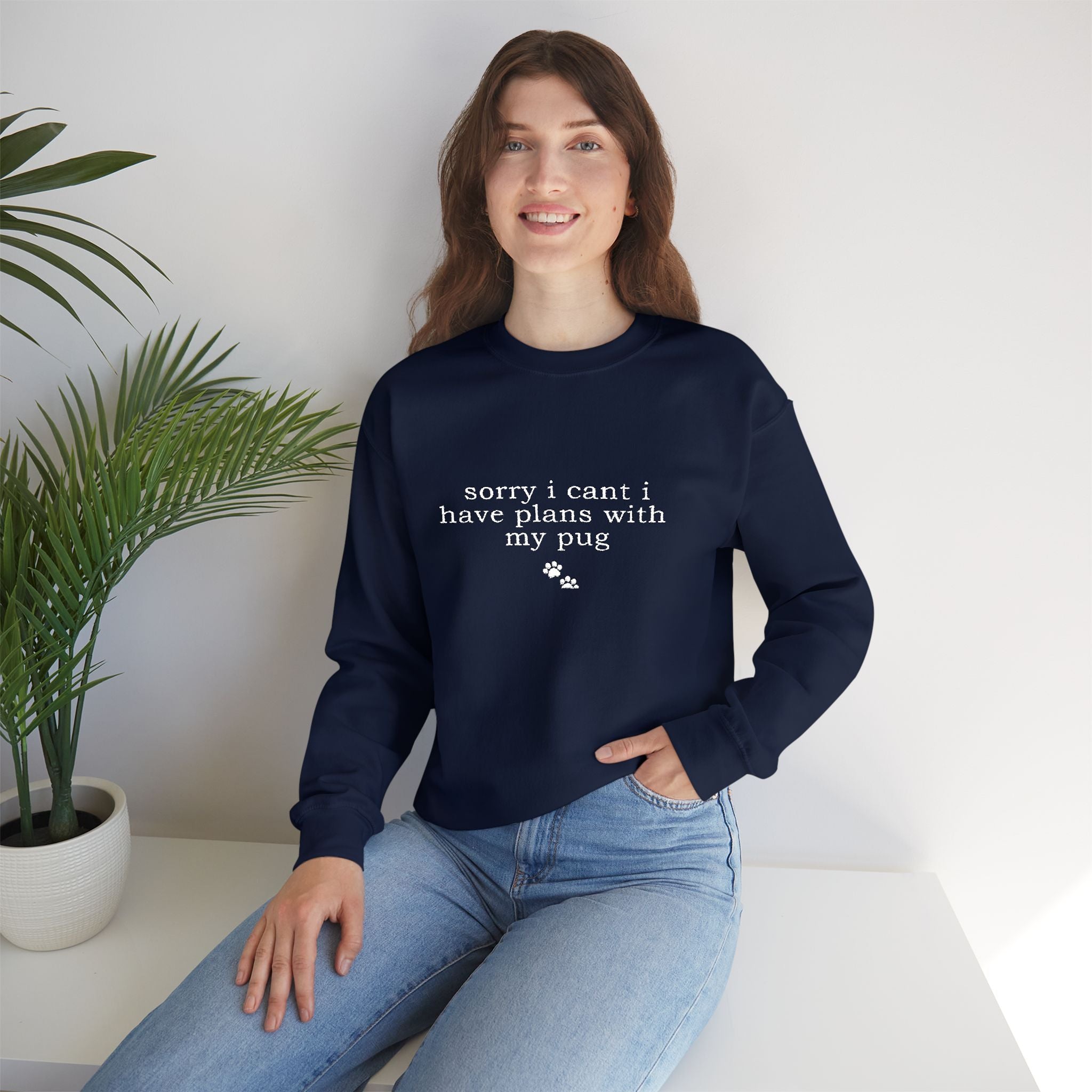 Minimal White Crewneck Sweatshirt — Subtle Script Embroidery, Cozy Everyday Pullover