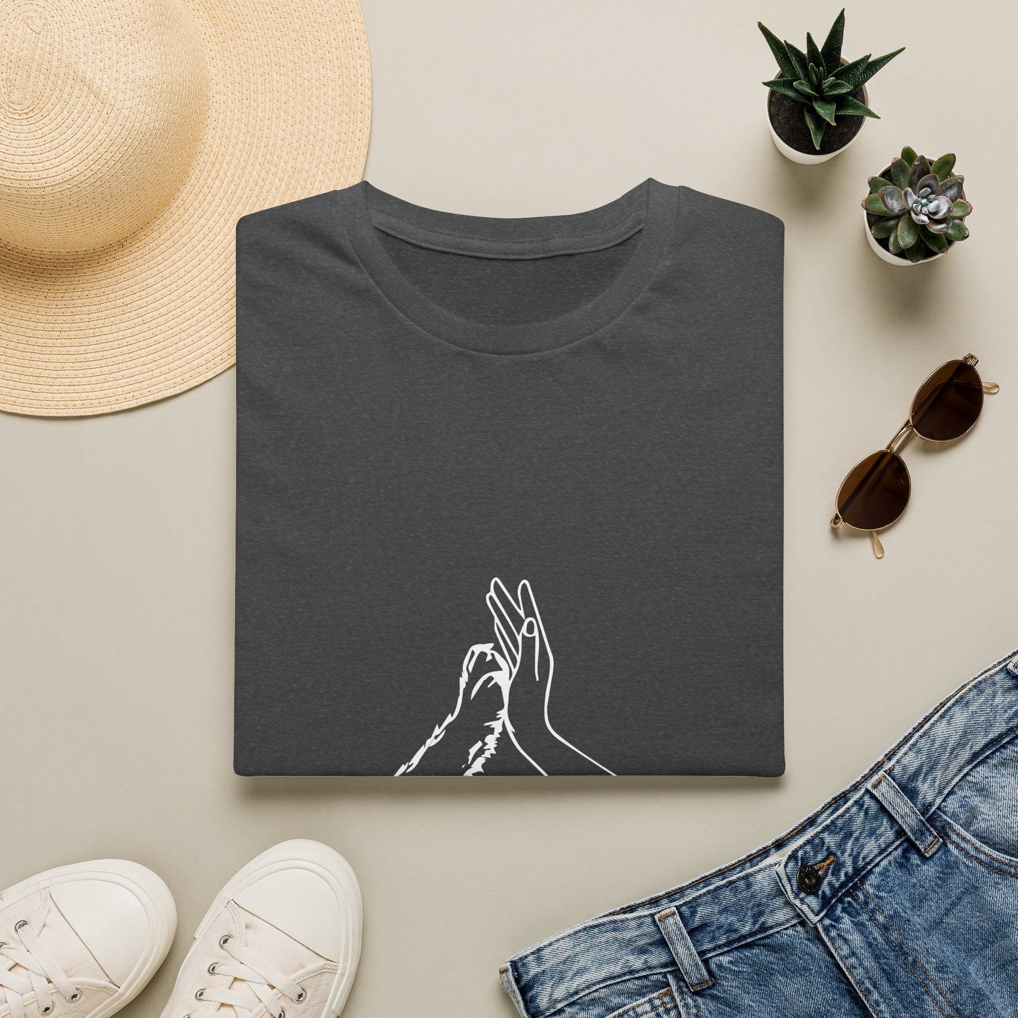 Minimal Line Art Hands T-Shirt — 'Clap' Elegant Single‑Line Hands Graphic Tee