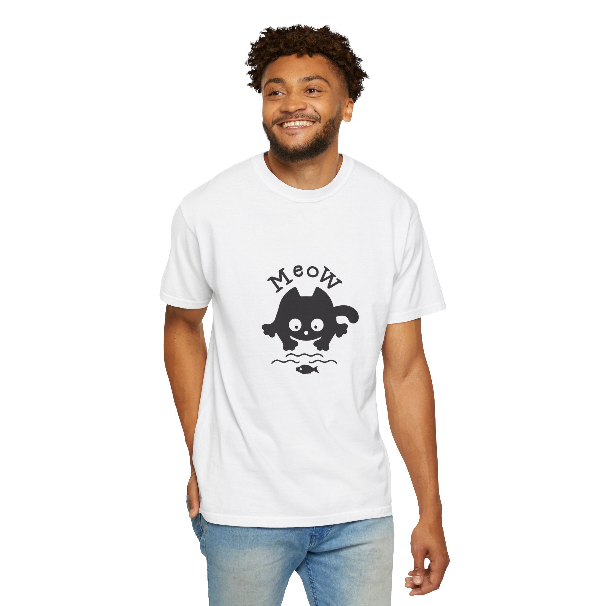 Meow Retro Cat Tee — Playful "Meow" Graphic T-Shirt
