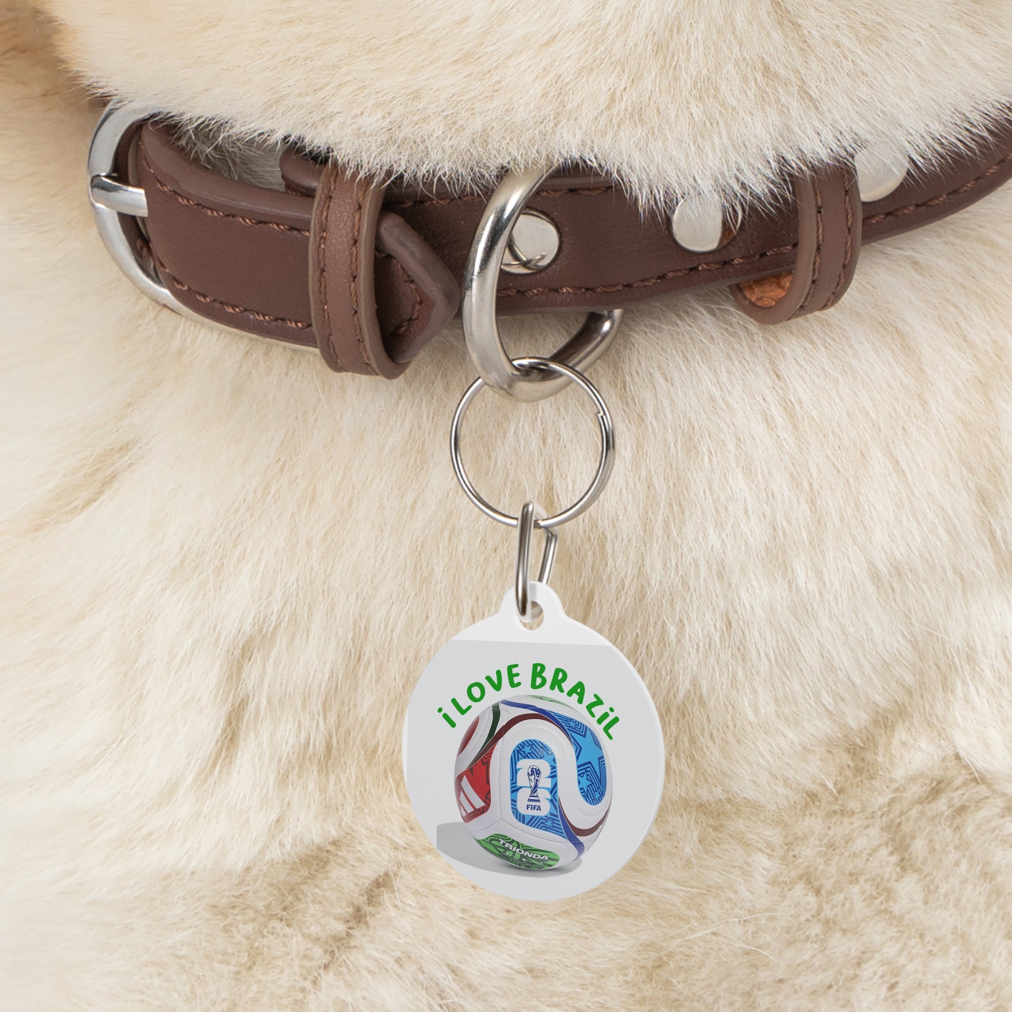 Pet Tag — I Love Brazil Soccer Ball Dog ID Tag