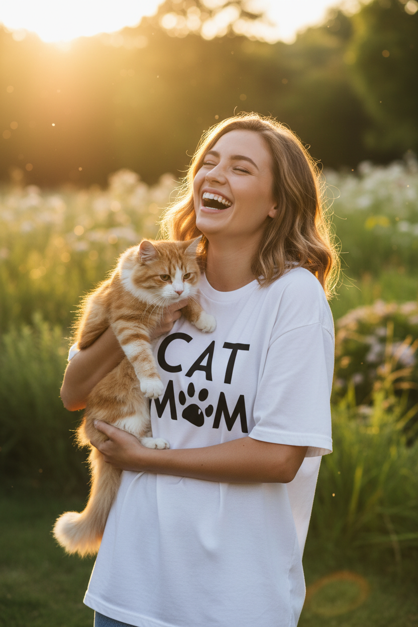 Cat Mom T-Shirt — Cute Paw Print Graphic Tee for Cat Lovers