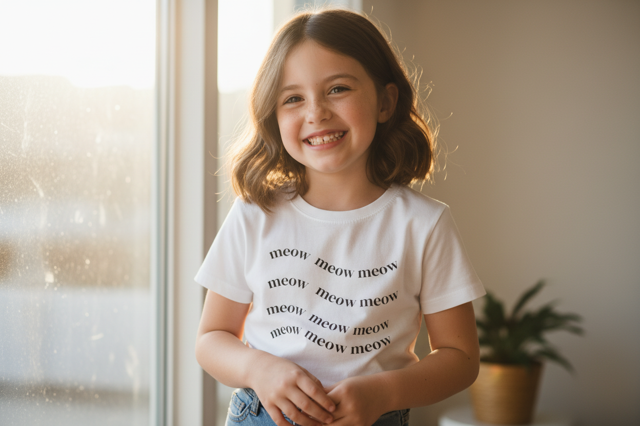 Meow Meow Tee - Minimalist Cat Graphic T-Shirt