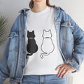 Cat Silhouettes T-Shirt — Black & White Cats Back View Graphic Tee