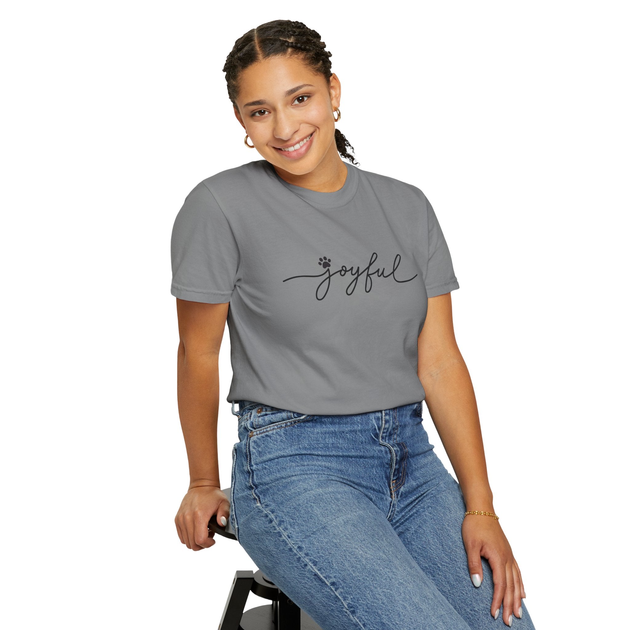 Joyful Script T-Shirt — Minimal Floral 'joyful' Tee for Everyday & Gift