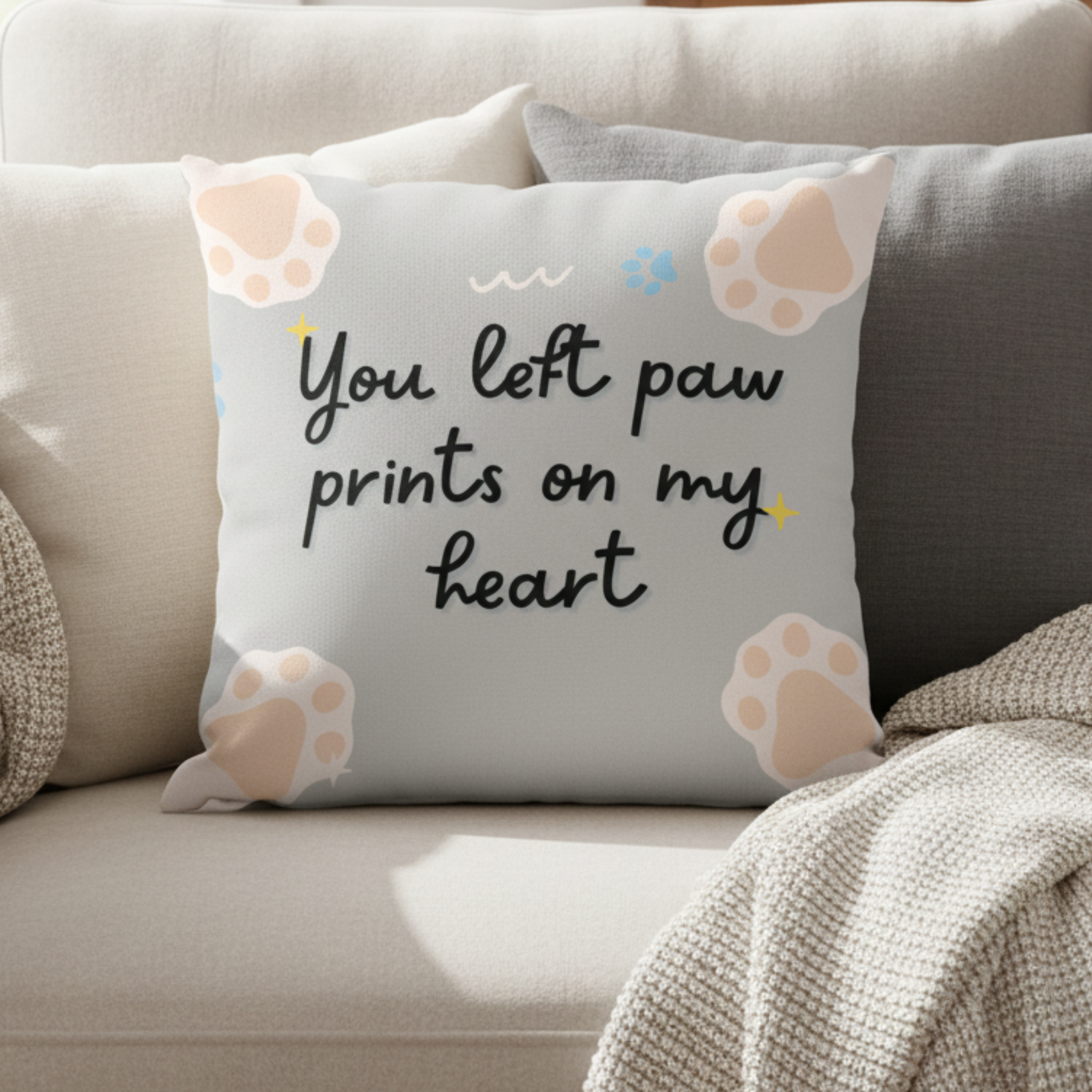 You Left Paw Prints on My Heart Pillow — Pet Memorial Throw Pillow