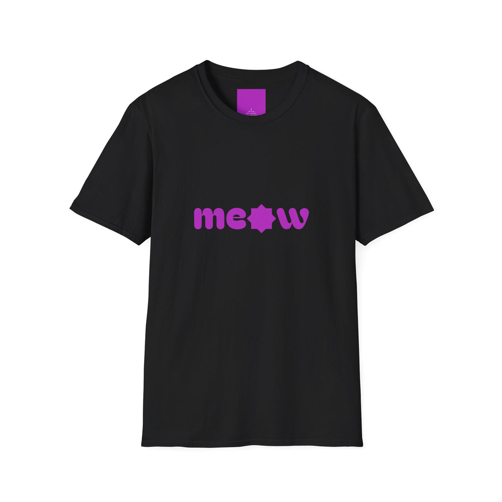Meow Purple Retro Cat T-Shirt — Cute Minimalist Cat Paw Graphic