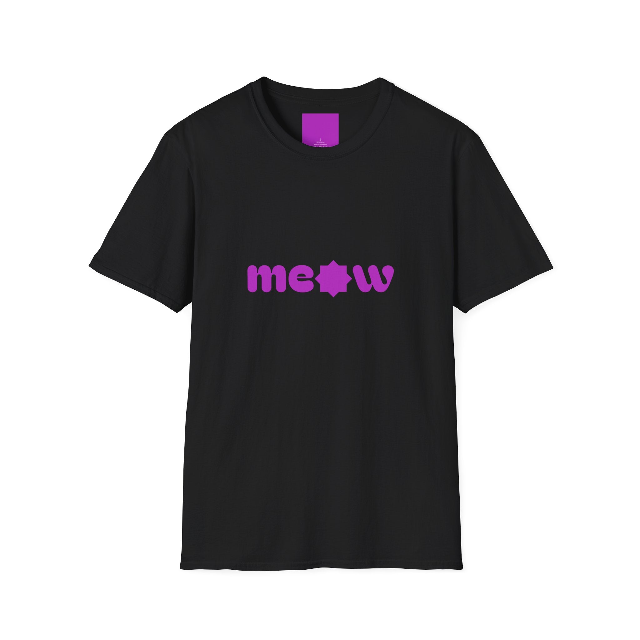 Meow Purple Retro Cat T-Shirt — Cute Minimalist Cat Paw Graphic