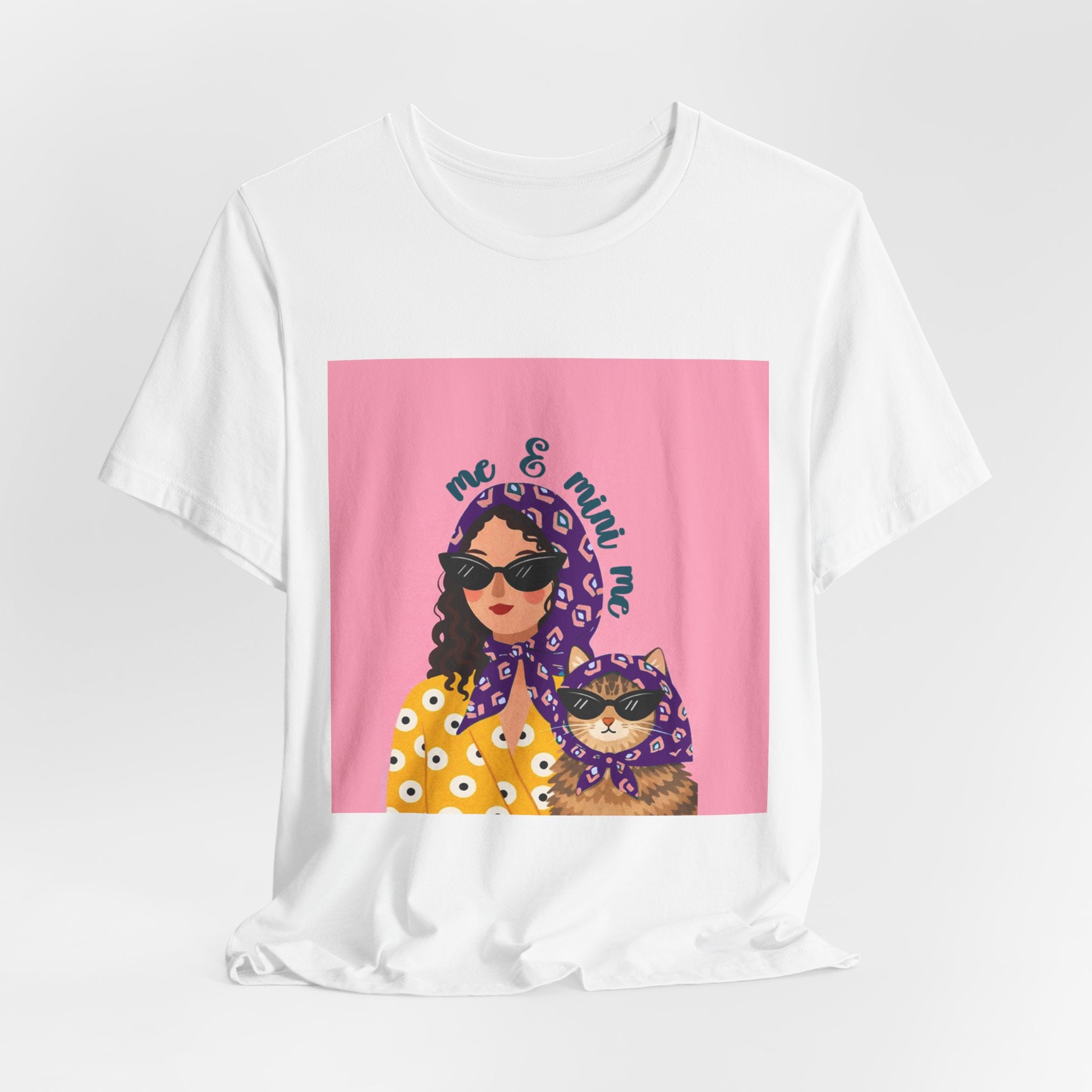 Me & My Cat Graphic Tee — Matching Floral Headscarf Shirt