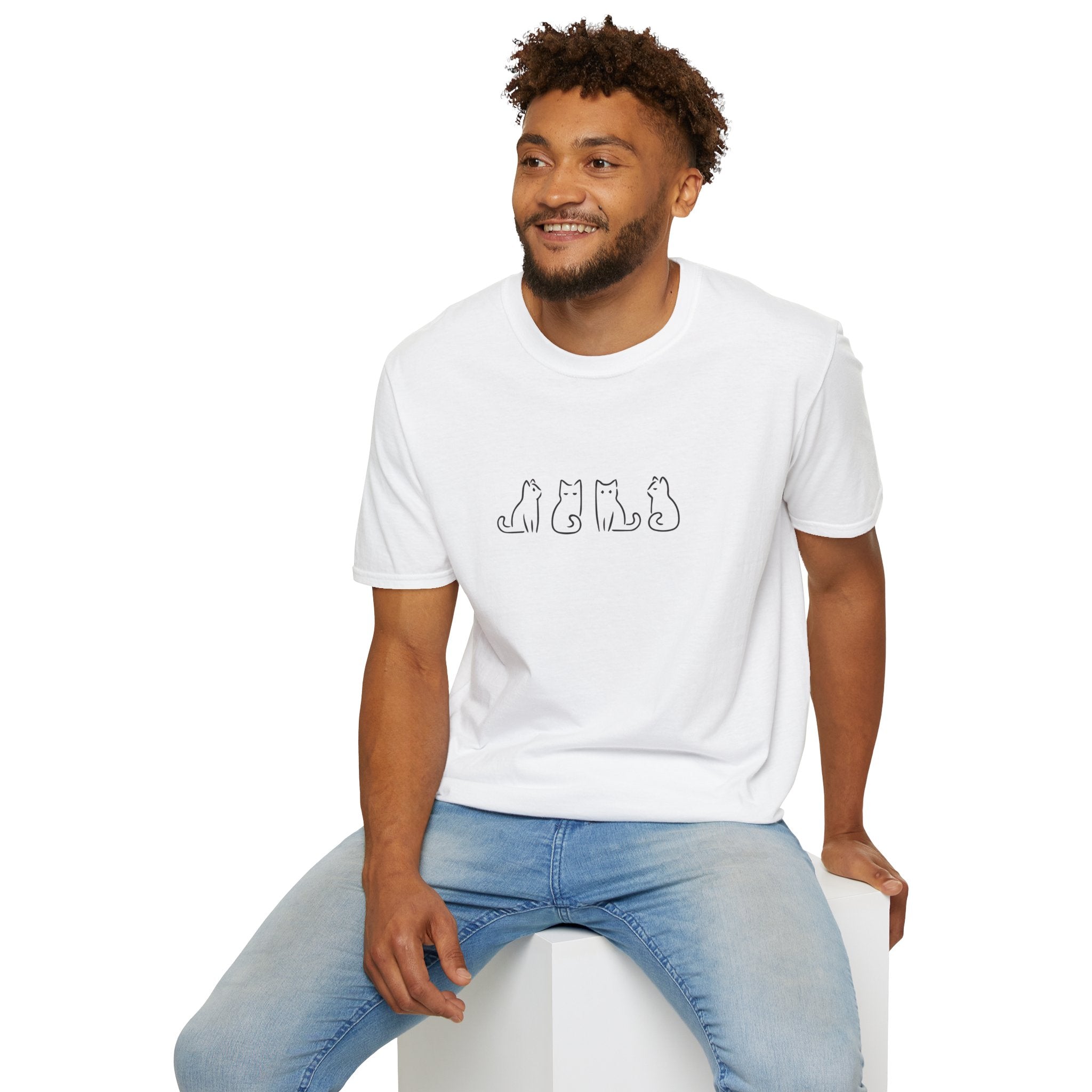 Minimal Cat Lineup T-Shirt — Cute Cat Silhouette Tee for Cat Lovers
