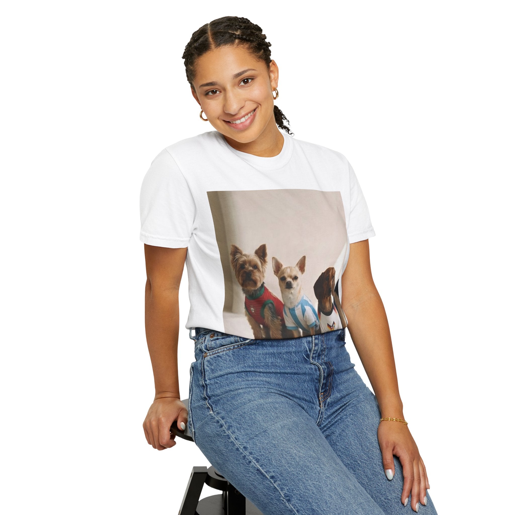 Dog Squad Photo T-Shirt — Cute Puppies in Jerseys Graphic Tee