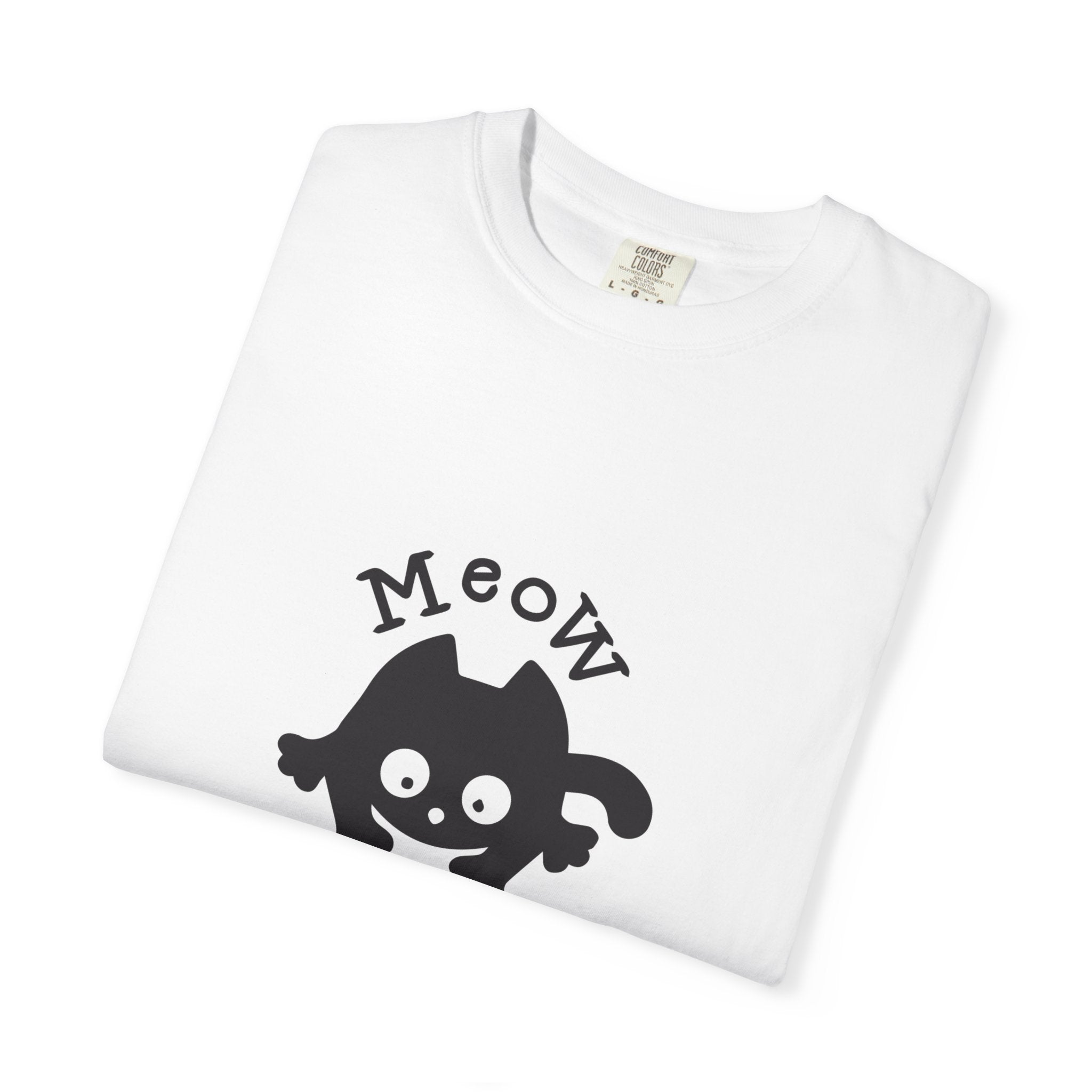 Meow Retro Cat Tee — Playful "Meow" Graphic T-Shirt
