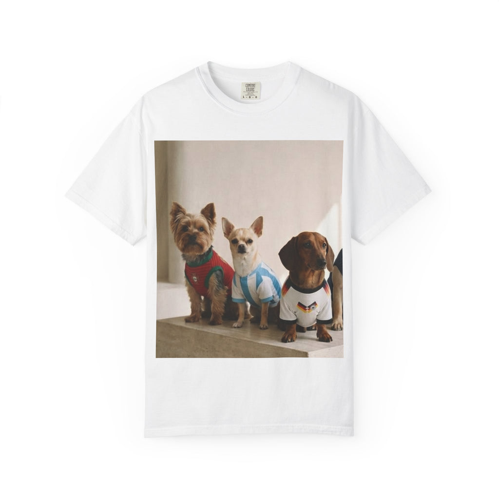 Dog Squad Photo T-Shirt — Cute Puppies in Jerseys Graphic Tee