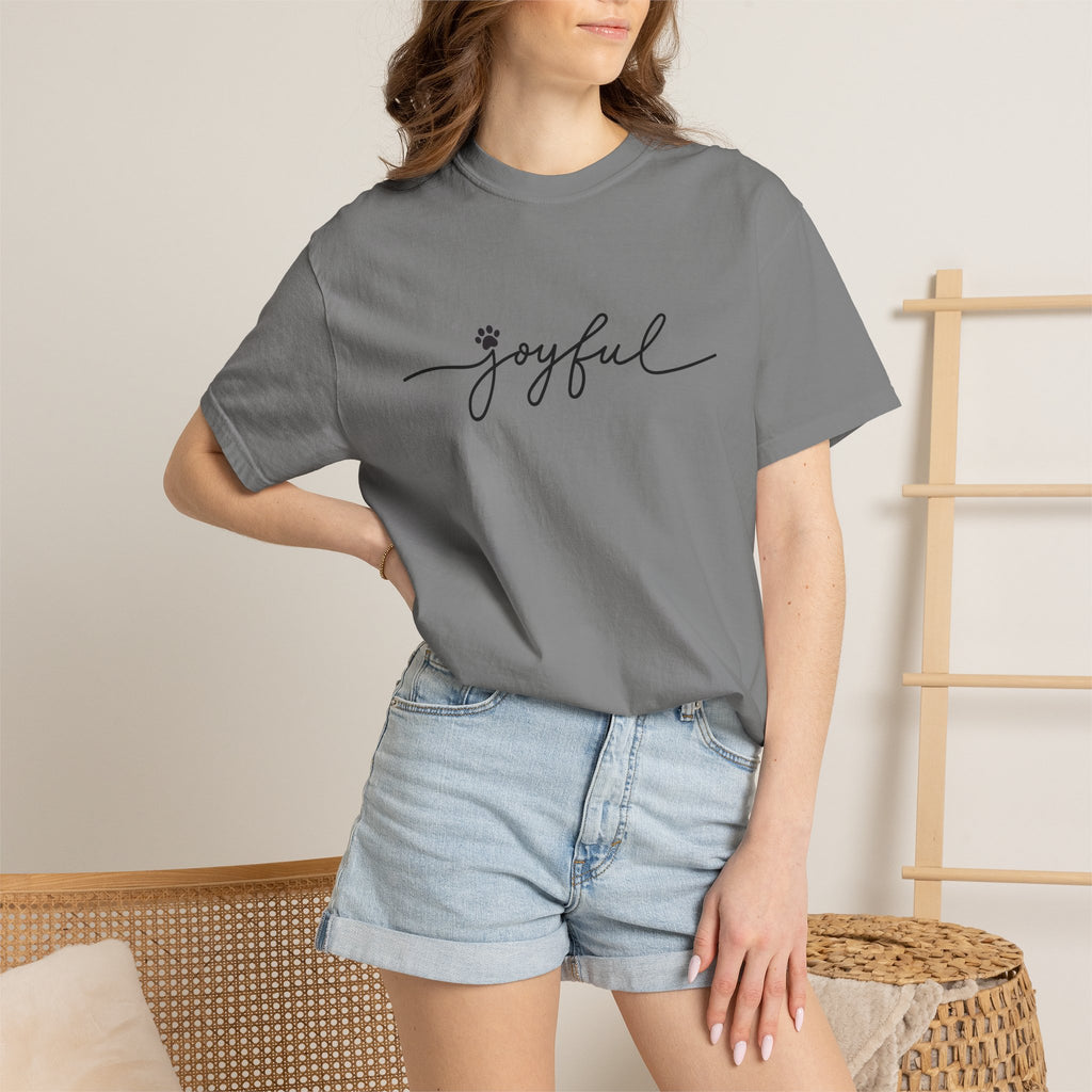 Joyful Script T-Shirt — Minimal Floral 'joyful' Tee for Everyday & Gift