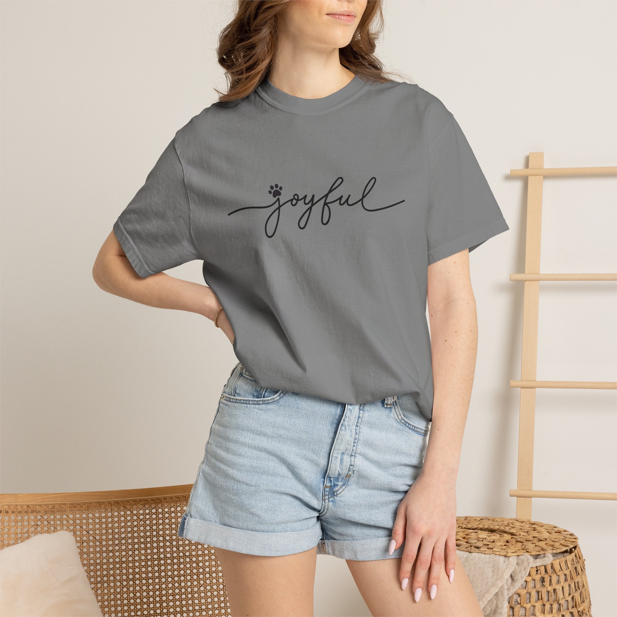 Joyful Script T-Shirt — Minimal Floral 'joyful' Tee for Everyday & Gift