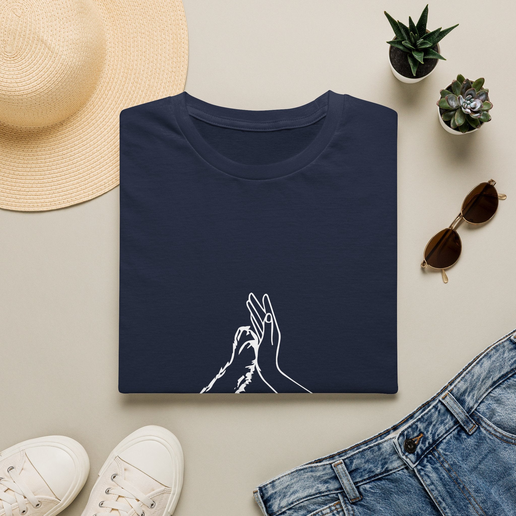 Minimal Line Art Hands T-Shirt — 'Clap' Elegant Single‑Line Hands Graphic Tee