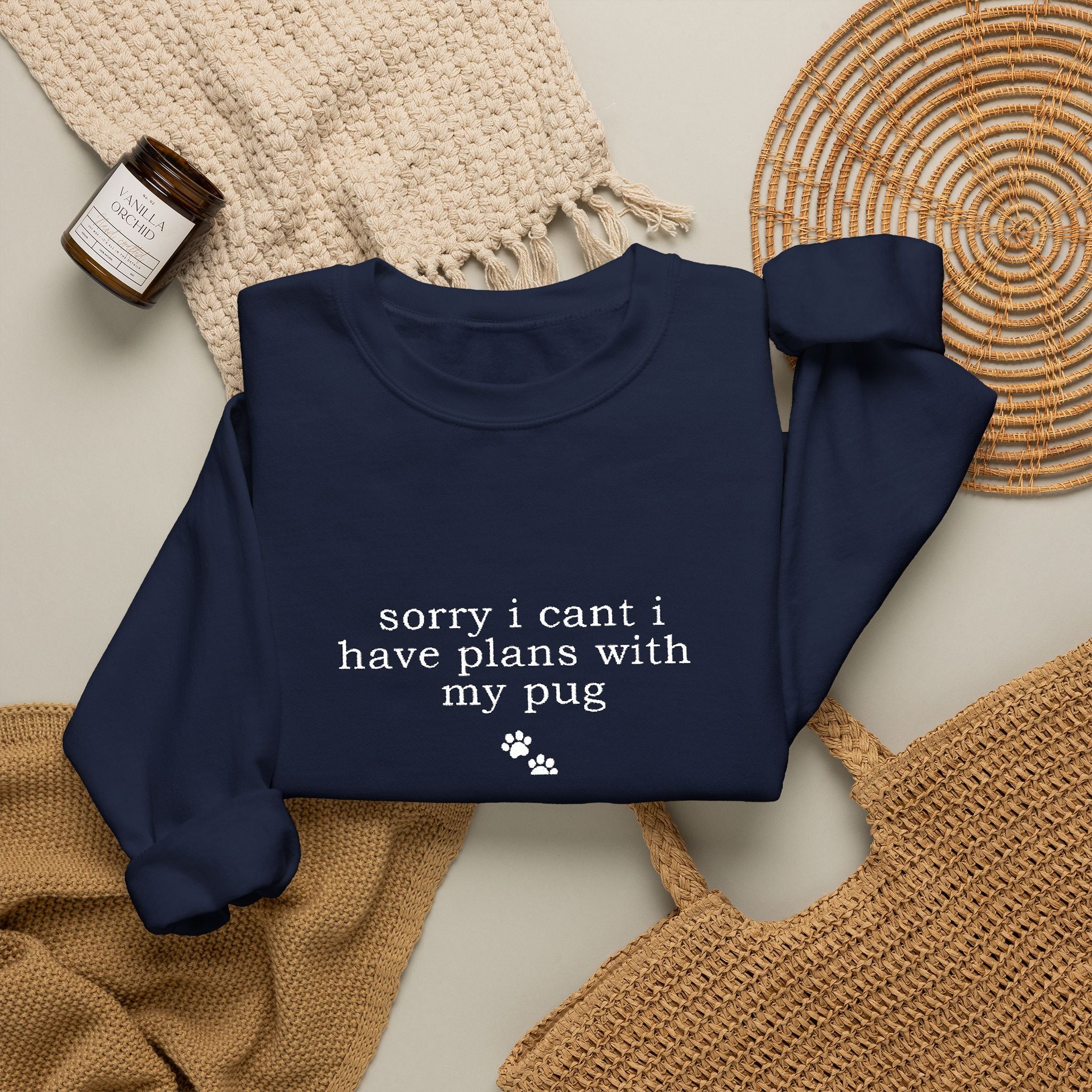 Minimal White Crewneck Sweatshirt — Subtle Script Embroidery, Cozy Everyday Pullover