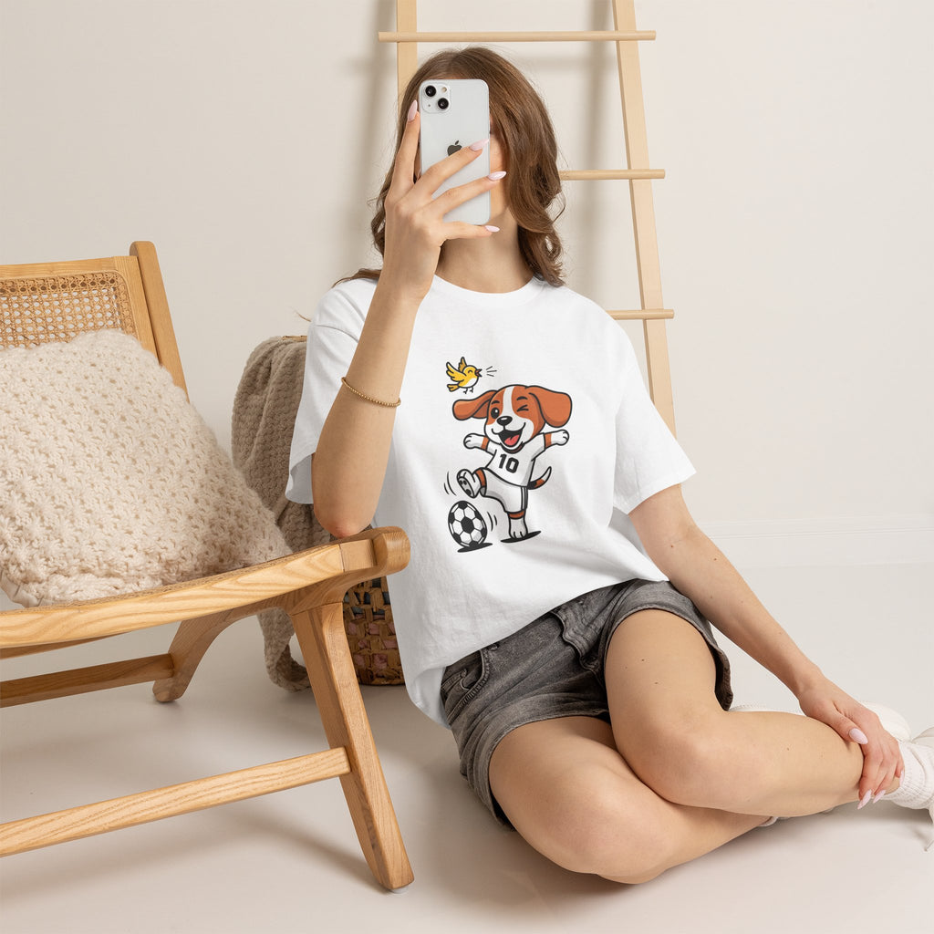 Kids' Soccer Dog T‑Shirt — Cute Puppy Kicking Ball (Number 10)