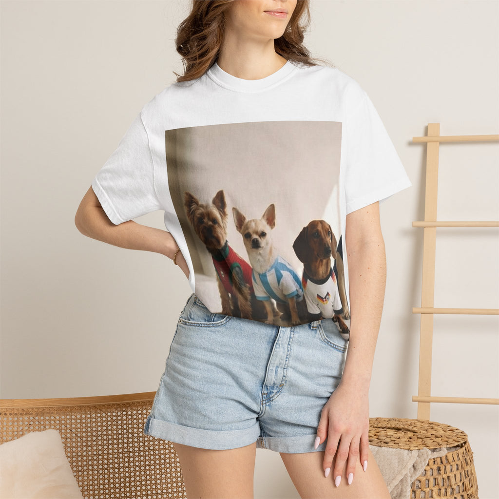 Dog Squad Photo T-Shirt — Cute Puppies in Jerseys Graphic Tee