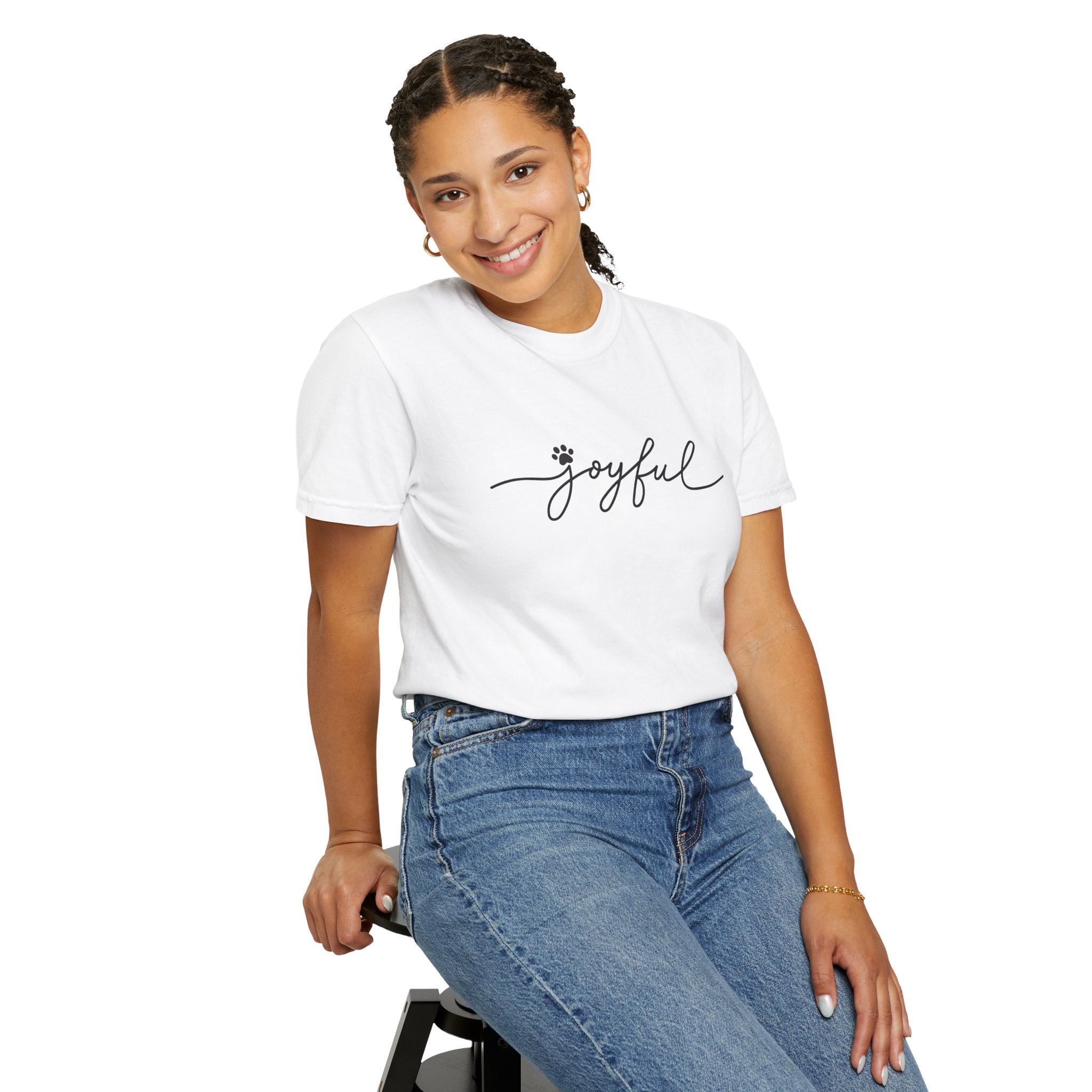 Joyful Script T-Shirt — Minimal Floral 'joyful' Tee for Everyday & Gift