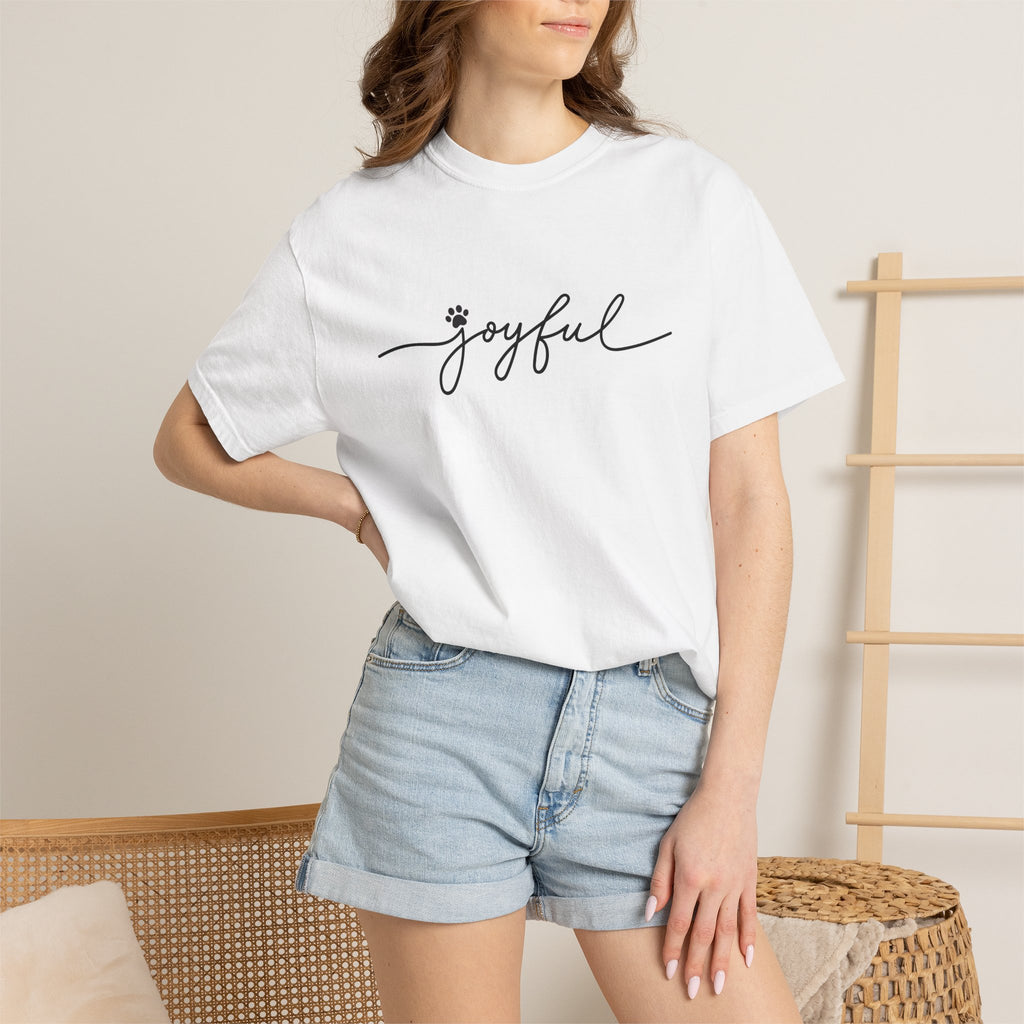 Joyful Script T-Shirt — Minimal Floral 'joyful' Tee for Everyday & Gift