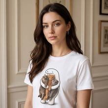 Cat Hug T-Shirt — Cute Cartoon Character Holding Three Kittens