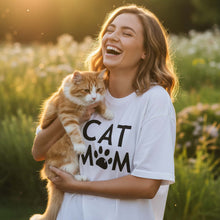 Cat Mom T-Shirt – Cute Paw Print Shirt for Cat Lovers