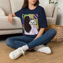 Pop Art Dog Lover T-Shirt - Woman & Fluffy Dog Graphic Tee